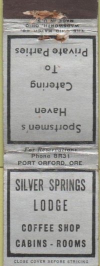 Matchbook - Silver Springs Lodge Cabins Matchbook