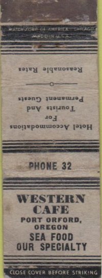 Matchbook - Susie White Hotel Matchbook- Western Cafe