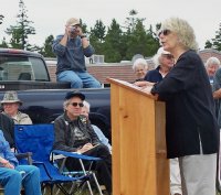 Hwy 101 - Port Orford Library groundbreaking - LtoR - Jim Rhoades - Evan Kramer - Pat Kramer - Tobe Porter - 2007-0729