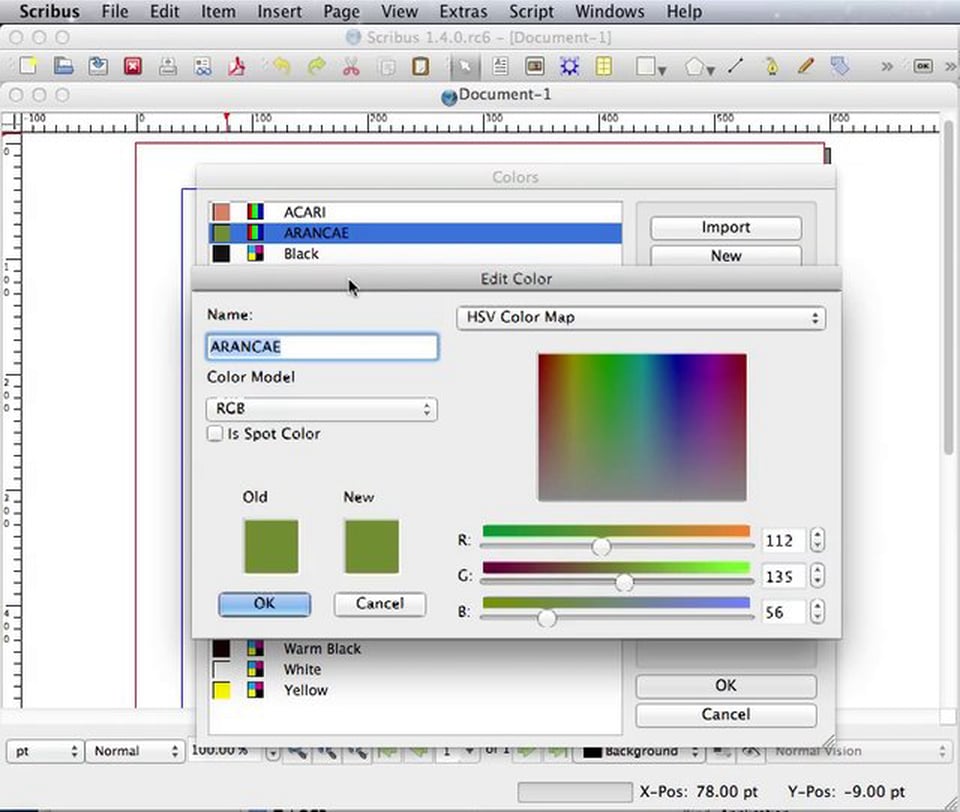 Importing Colors into Scribus