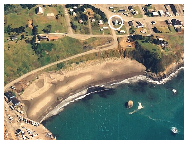 An aerial view of Port Orford in the 1990s.